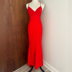 Tom & Linda Platt For Suky Rosan Long Red Dress Gown Size XS Petite 0 2